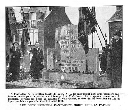 Le monument au 12e de Ligne  Devant-le-Pont/Vis en hommage  Maulus et Van Gastel du 12e de Ligne